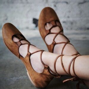 Free People Maelyn Cradle Flats with Ankle Tie